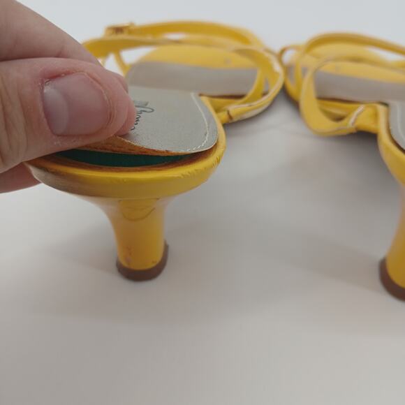 East 5th Yellow Patent Y2K Strappy Heel Sandals Womens 8M Preppy Chic Bold Retro - Picture 7 of 9